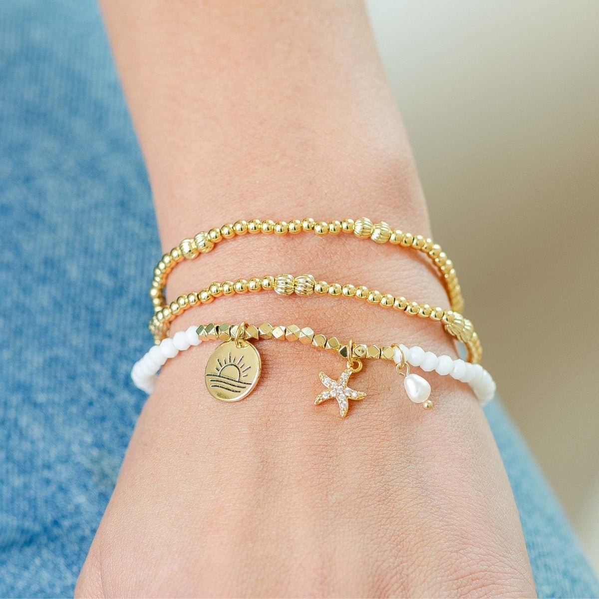 Pavé Starfish Stretch Charm Bracelet - Splendid Iris