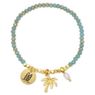 Surfboard and Palm Tree Stretch Charm Bracelet - Splendid Iris