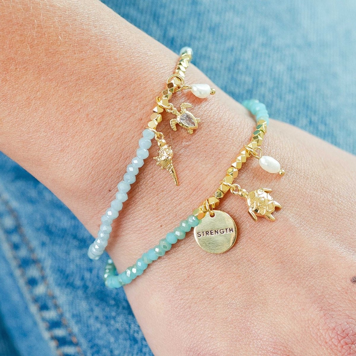Turtle and Shell Stretch Charm Bracelet - Splendid Iris