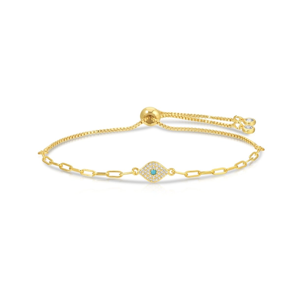 Delicate Evil Eye Pulley Bracelet - Splendid Iris