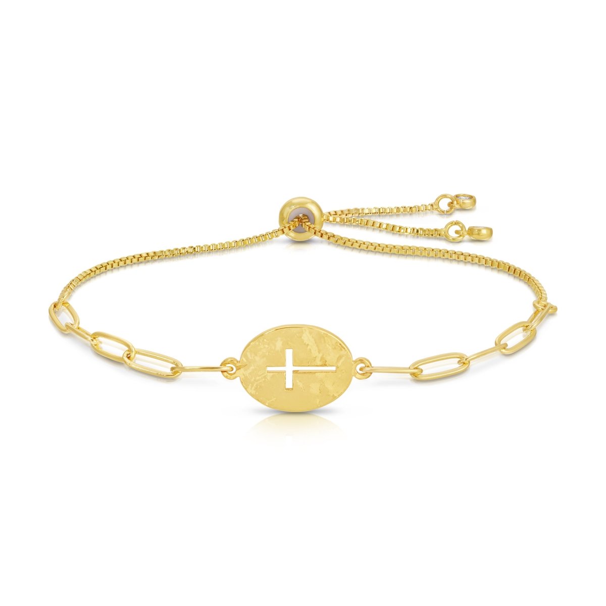 The Gilded Grace Cross Cut-Out Pulley Bracelet - Splendid Iris