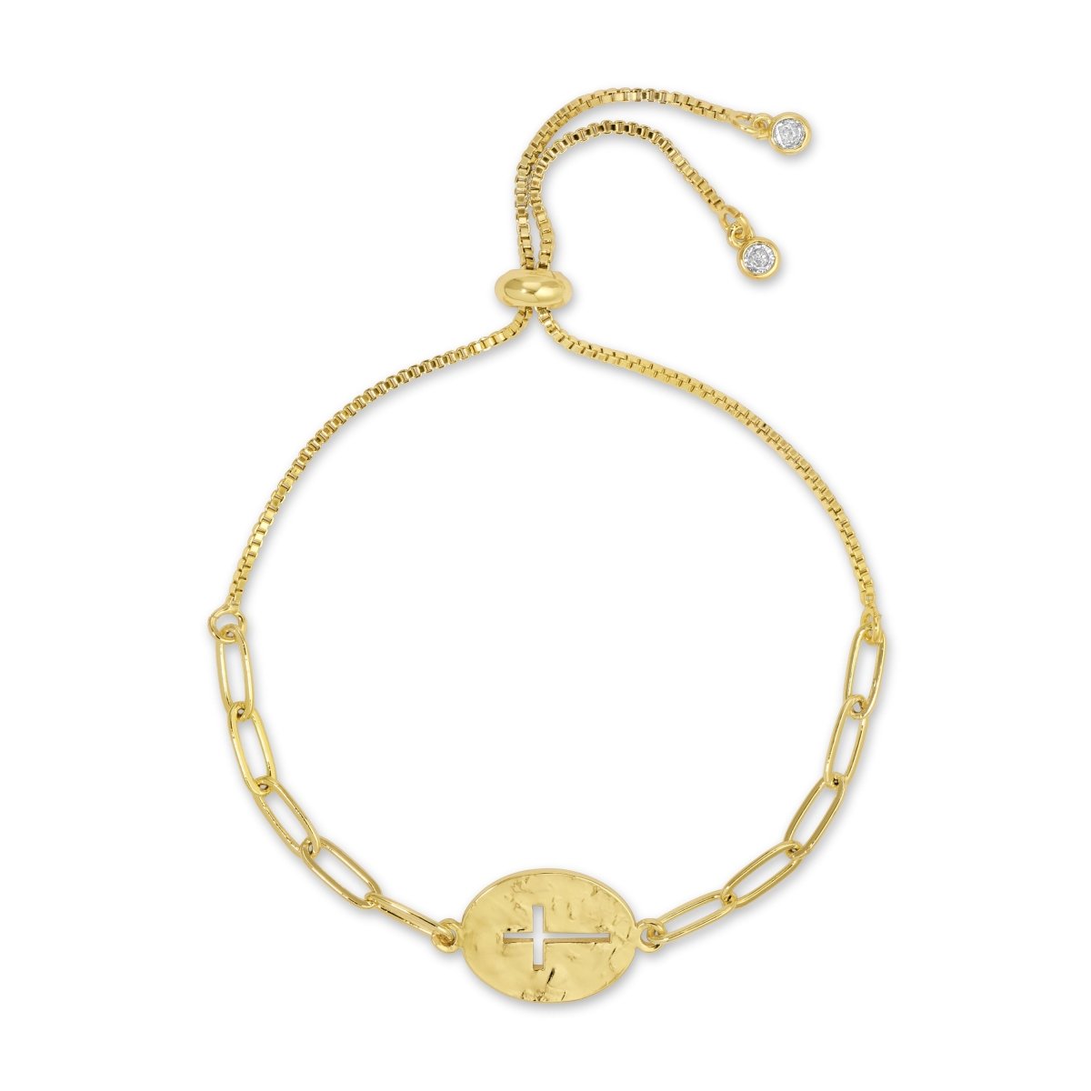 The Gilded Grace Cross Cut-Out Pulley Bracelet - Splendid Iris
