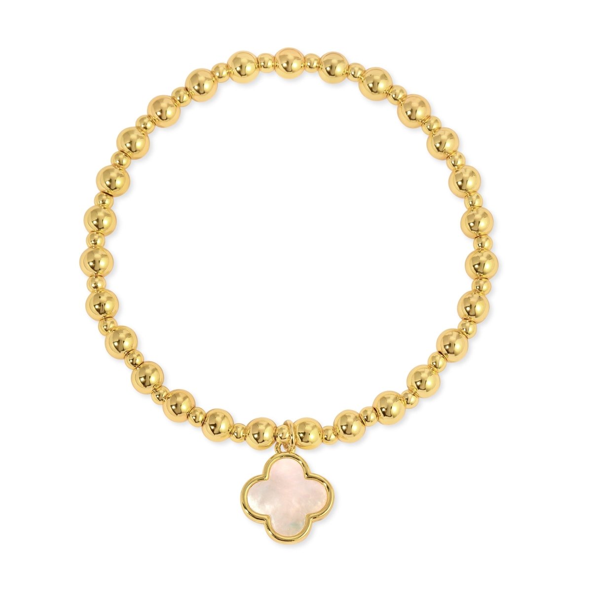 Beaded Bracelet with Classic Quatrefoil Charm - Splendid Iris