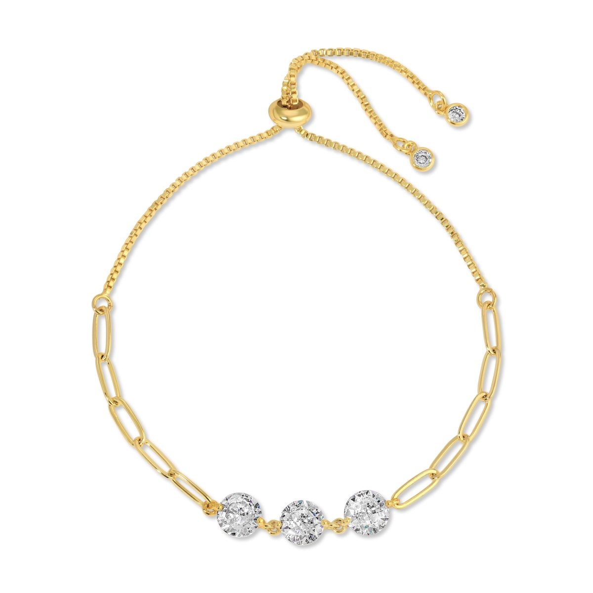 Triple Faux Diamond Paperclip Pulley Bracelet - Splendid Iris