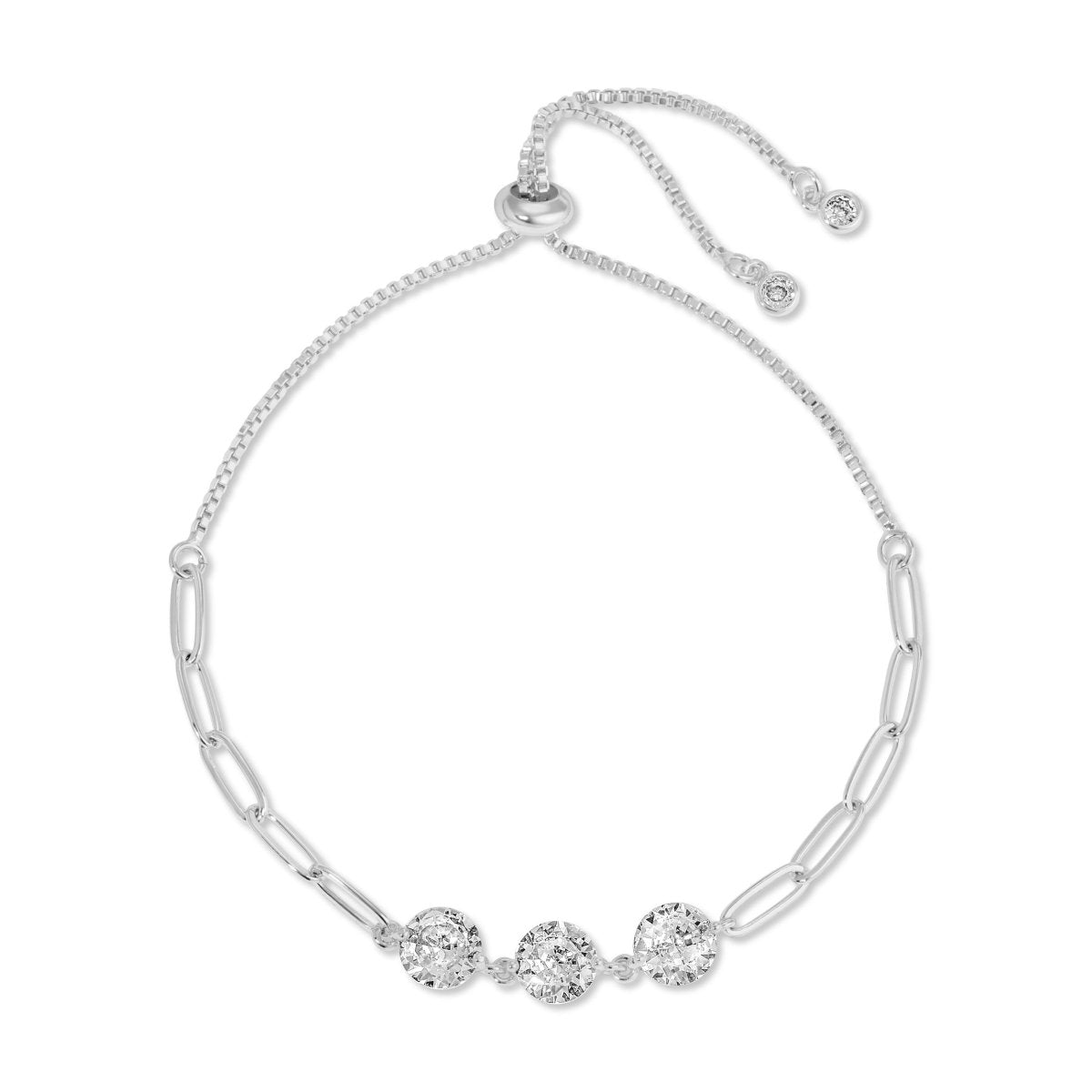 Triple Faux Diamond Paperclip Pulley Bracelet - Splendid Iris