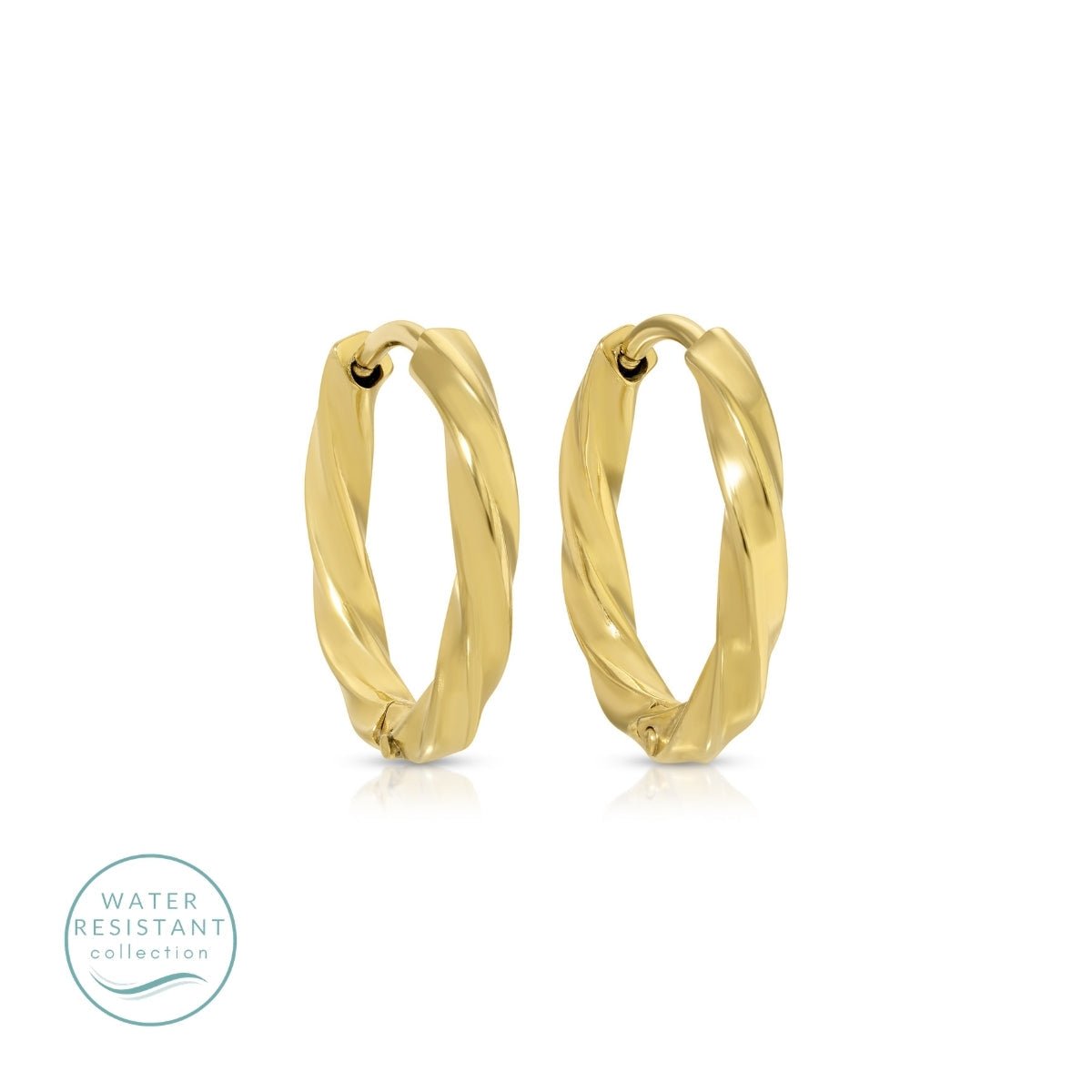 Simple Twist Huggie Earrings, Water-Resistant - Splendid Iris