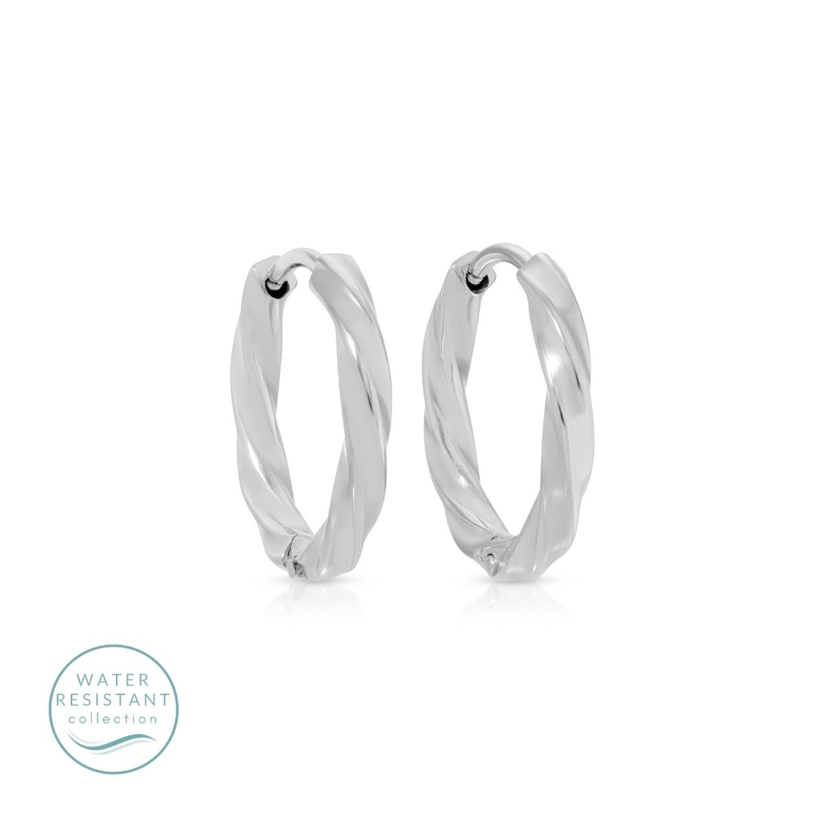 Simple Twist Huggie Earrings, Water-Resistant - Splendid Iris
