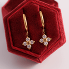 Simple Huggies with CZ Flower, Water-Resistant - Splendid Iris