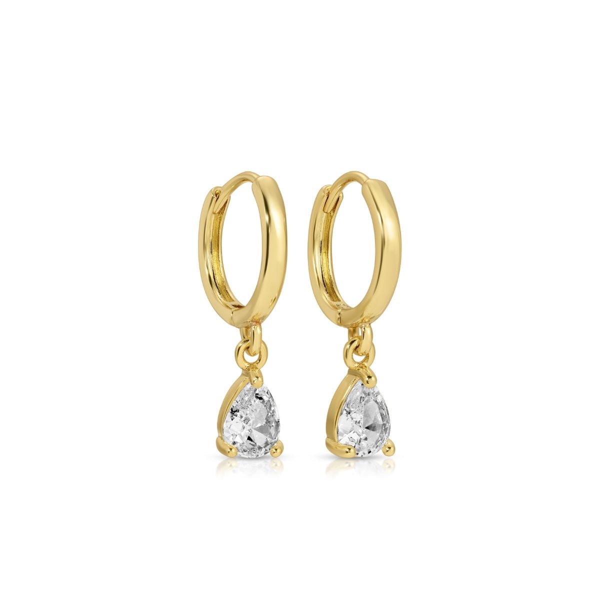 Teardrop Cubic Zirconia Huggies - Splendid Iris