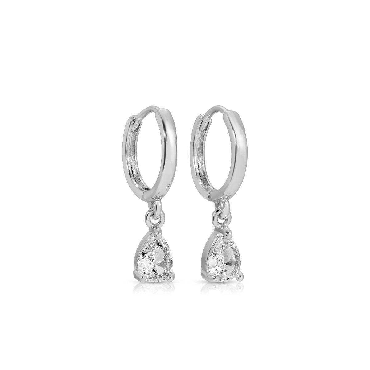 Teardrop Cubic Zirconia Huggies - Splendid Iris