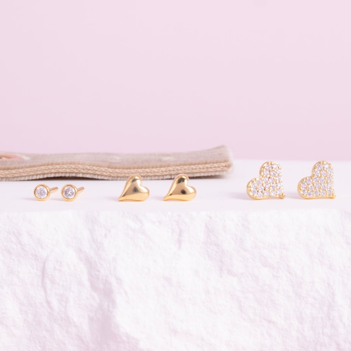 Heart Velvet Stud Gift Set - Splendid Iris