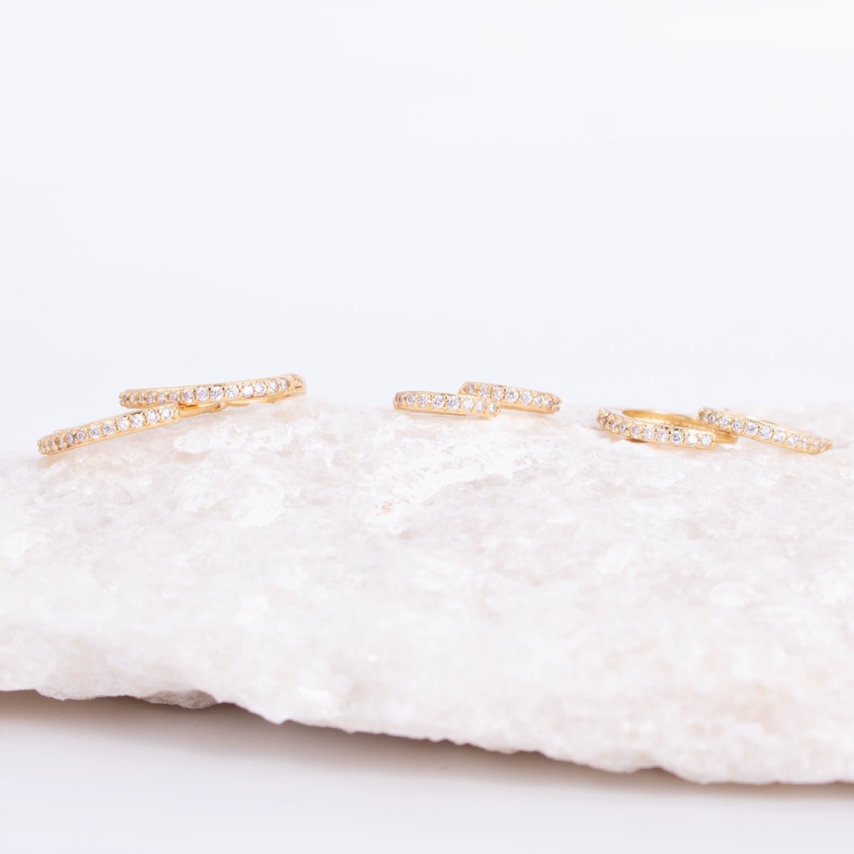 Combo 3 - Delicate Pavé Huggies - Splendid Iris