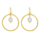 Open Drop Earrings with Pearl Charm - Splendid Iris