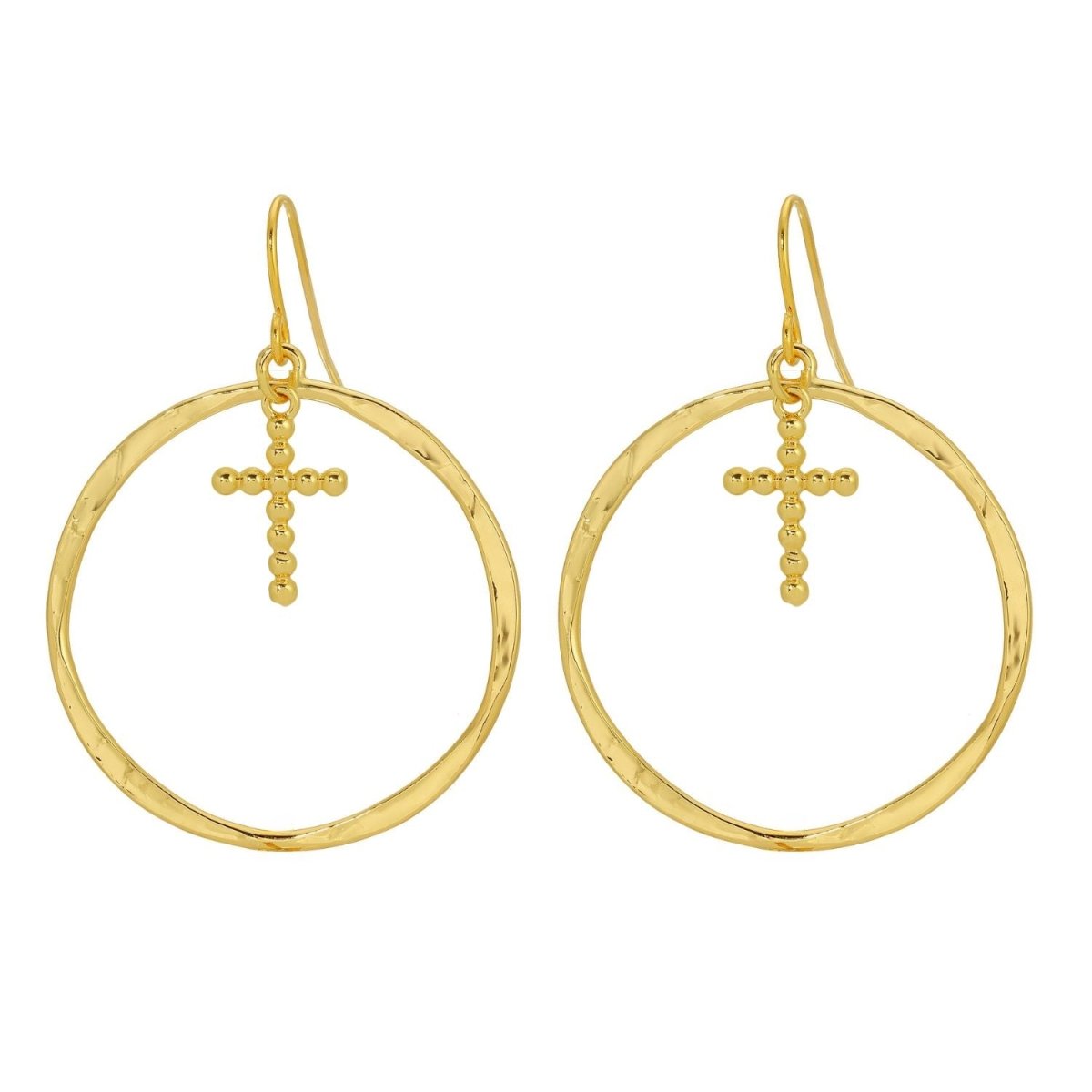 Open Drop Earrings with Cross Charm - Splendid Iris