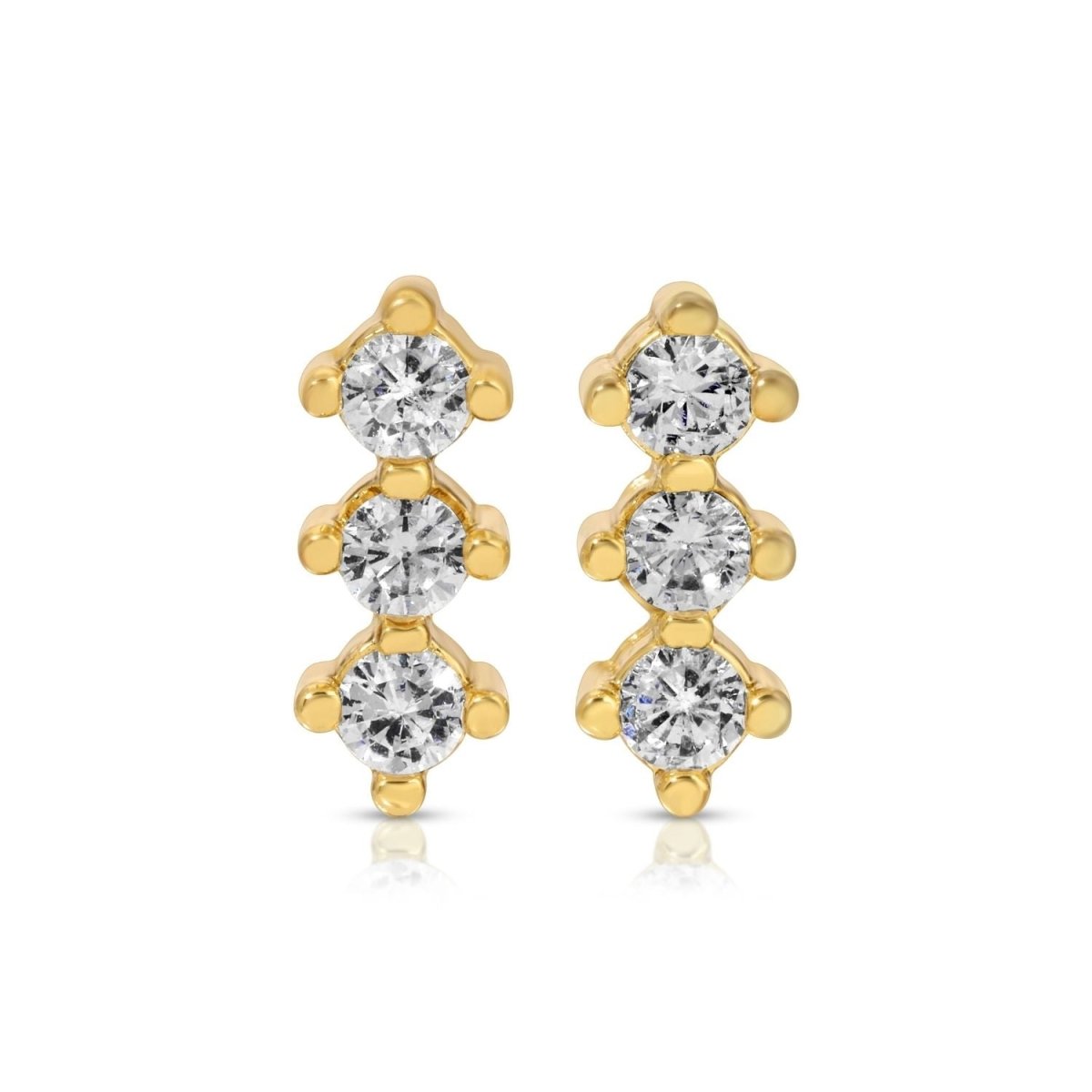 Triple CZ Bar Studs on Velvet Gift Tag - Splendid Iris