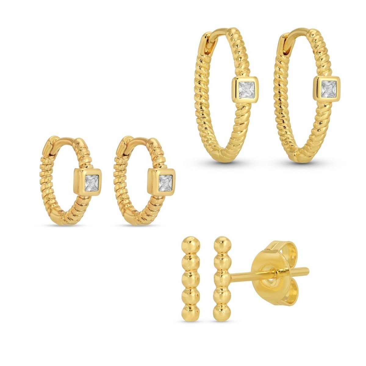 Combo 3 - Twisted Hoops and Stud Set - Splendid Iris