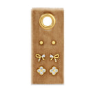 Set/3 Bow Accented Stud Set on Velvet Tag - Splendid Iris