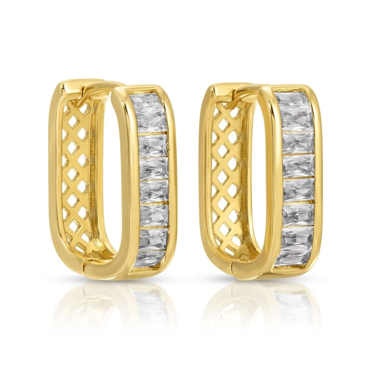 Large Baguette Oblong CZ Huggies - Splendid Iris