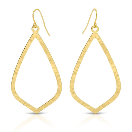 XOXO Gold Textured Teardrop Dangle Earrings Quality Gold 14k Polished Hollow Teardrop Dangle Post  main image 3