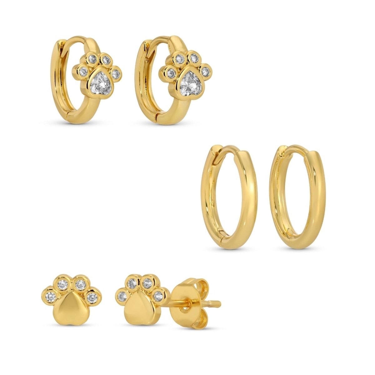 Paw Print Set of 3 Earrings - Splendid Iris