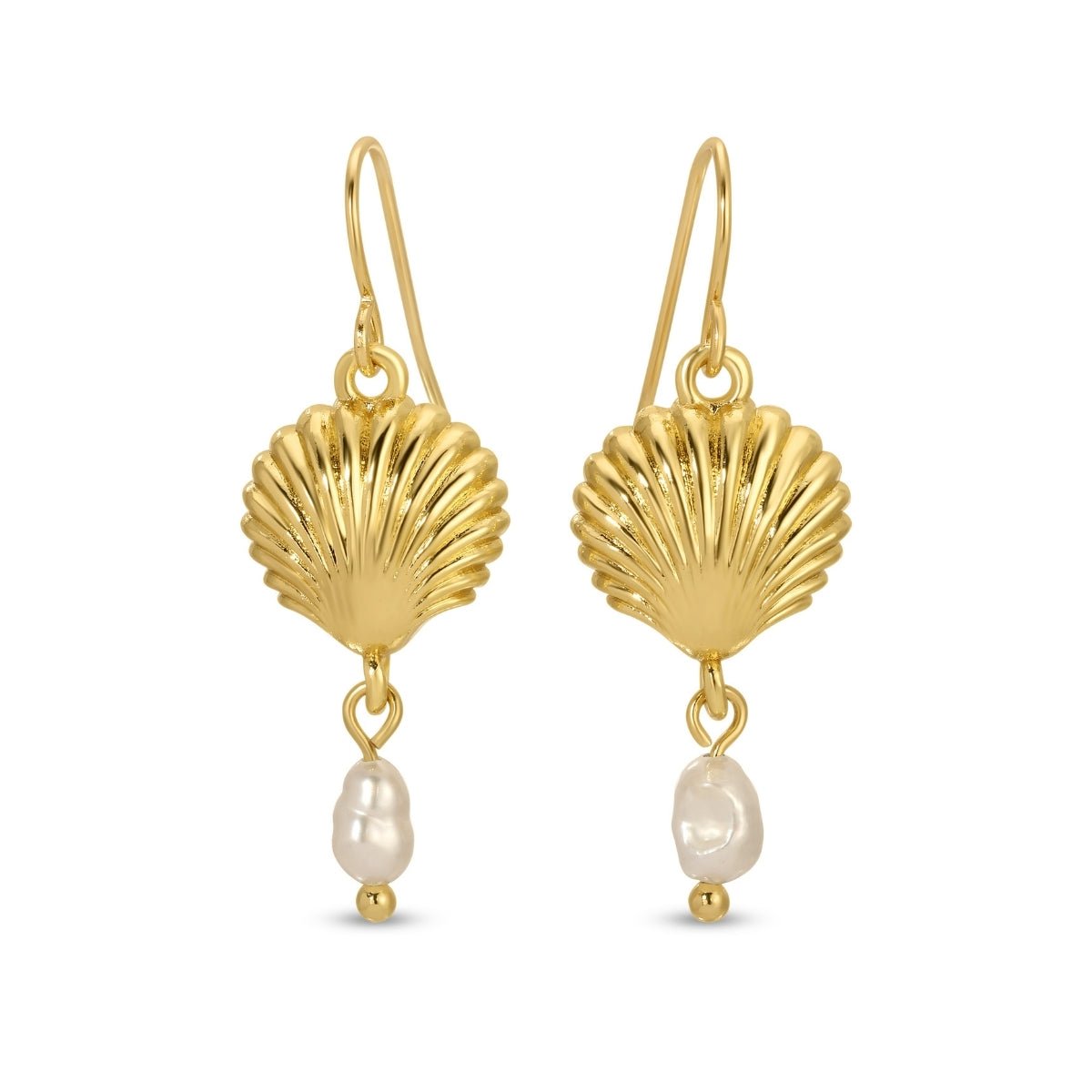 Coastal Charm Seashell & Pearl Earrings - Splendid Iris