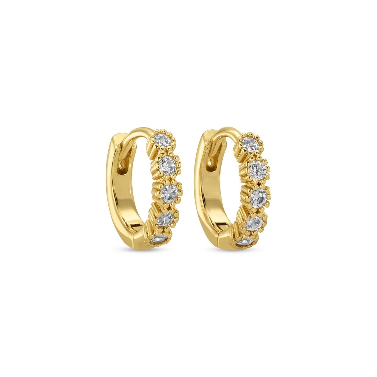 Petite Shimmering Cubic Zirconia Huggies - Splendid Iris