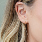 Sparkly Cross Drop Huggies - Splendid Iris