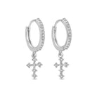 Sparkly Cross Drop Huggies - Splendid Iris