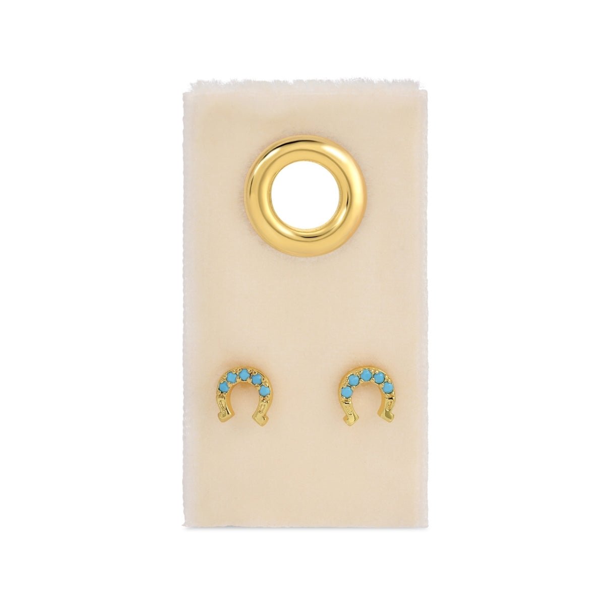 Light Blue Horseshoe Studs On Velvet Gift Tag - Splendid Iris