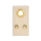 Light Blue Horseshoe Studs On Velvet Gift Tag - Splendid Iris