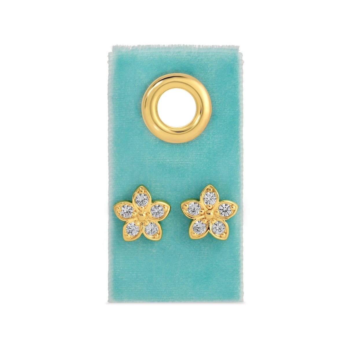 Large CZ Plumeria Studs on Velvet Tag - Splendid Iris