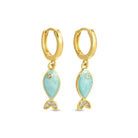 Petite Colorful Fish Pavé Huggies - Splendid Iris