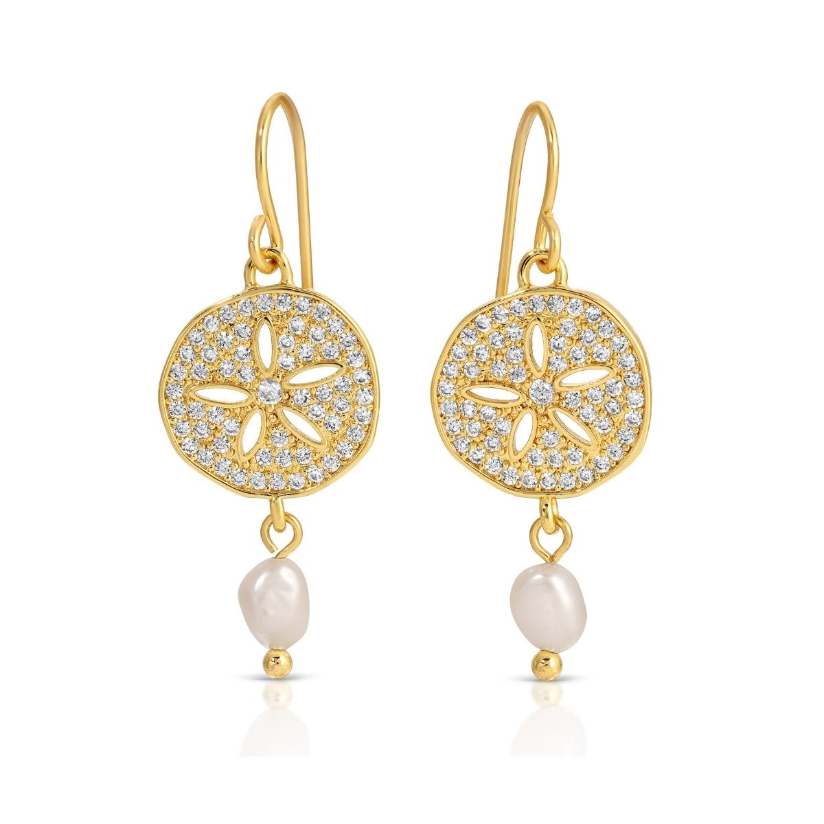 Sparkling Sand Dollar Pearl Earrings - Splendid Iris