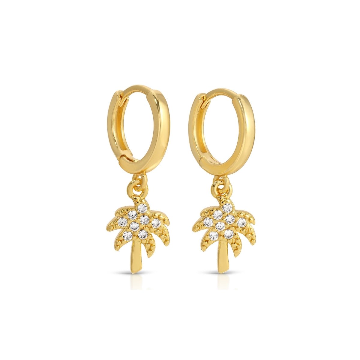 Pavé Palm Tree Huggie Earrings - Splendid Iris