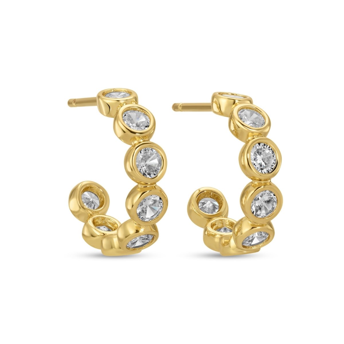 Row of Sparkling CZ Hoop Earrings - Splendid Iris