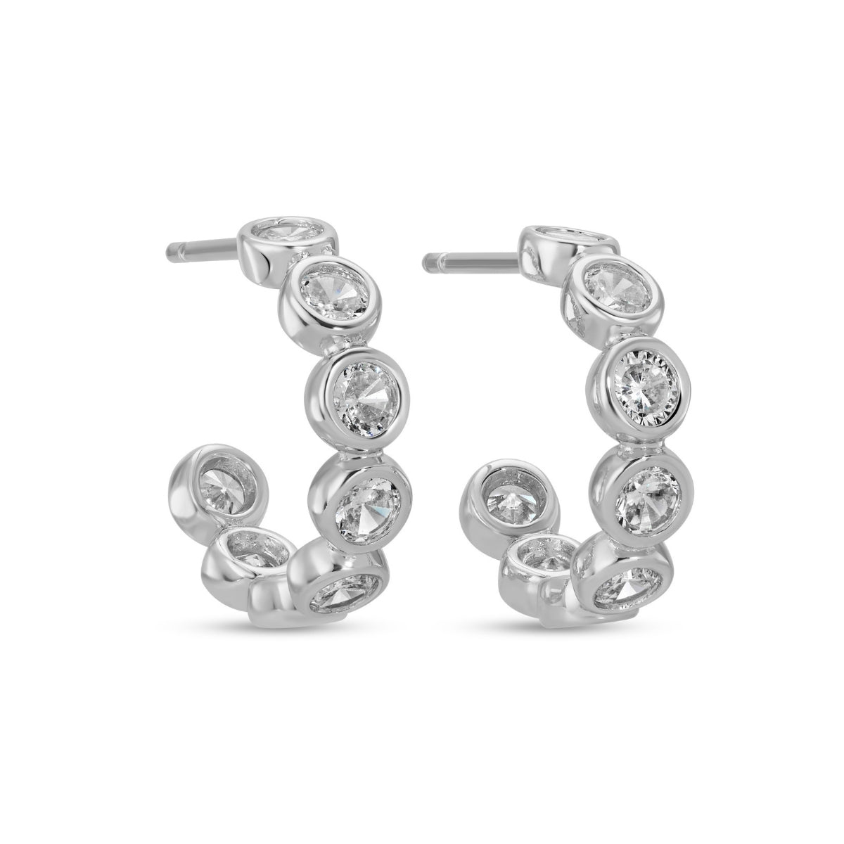 Row of Sparkling CZ Hoop Earrings - Splendid Iris