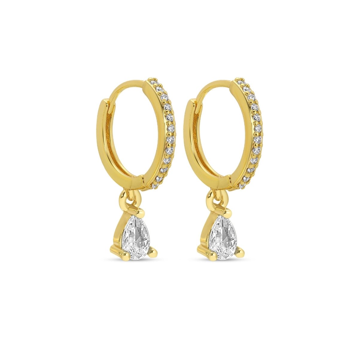 Small CZ Teardrop Pavé Huggies - Splendid Iris
