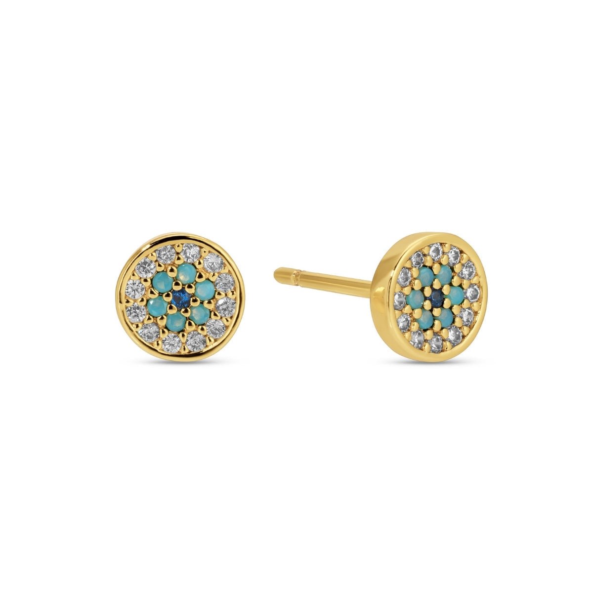 Round Evil Eye Studs on Velvet Tag - Splendid Iris
