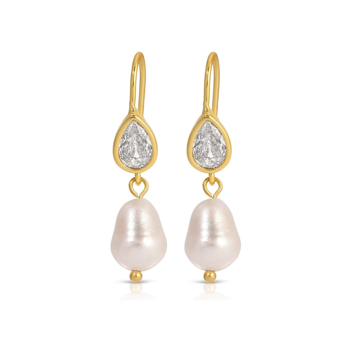 Pearl and Cubic Zirconia Earrings - Splendid Iris
