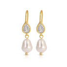 Pearl and Cubic Zirconia Earrings - Splendid Iris