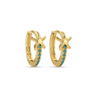 Starfish Accented Pavé Huggies - Splendid Iris