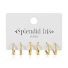 Set of 3 Huggies: Pavé, Plain & Twist - Splendid Iris