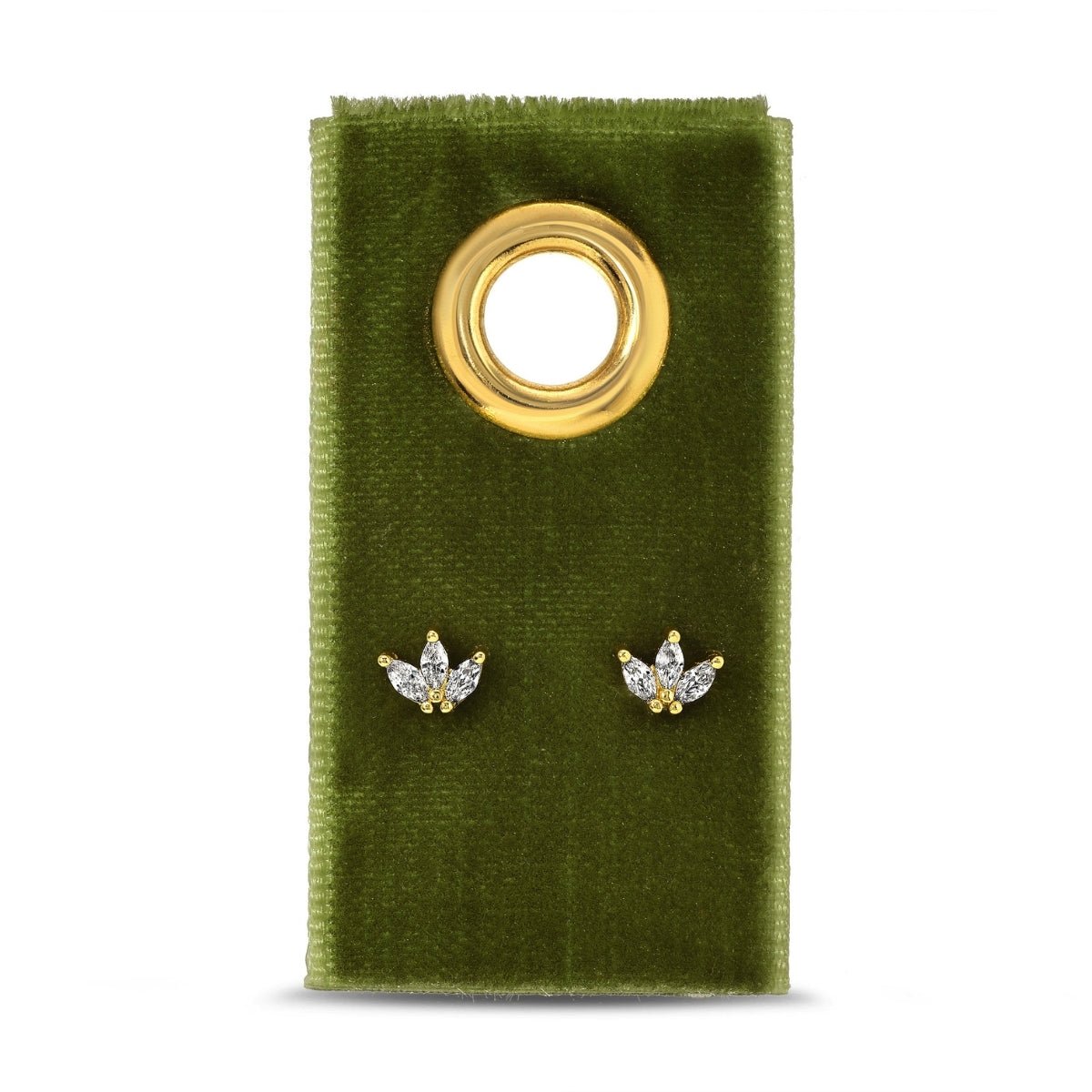 Triple Marquise Cubic Zirconia Studs on Velvet Tag - Splendid Iris