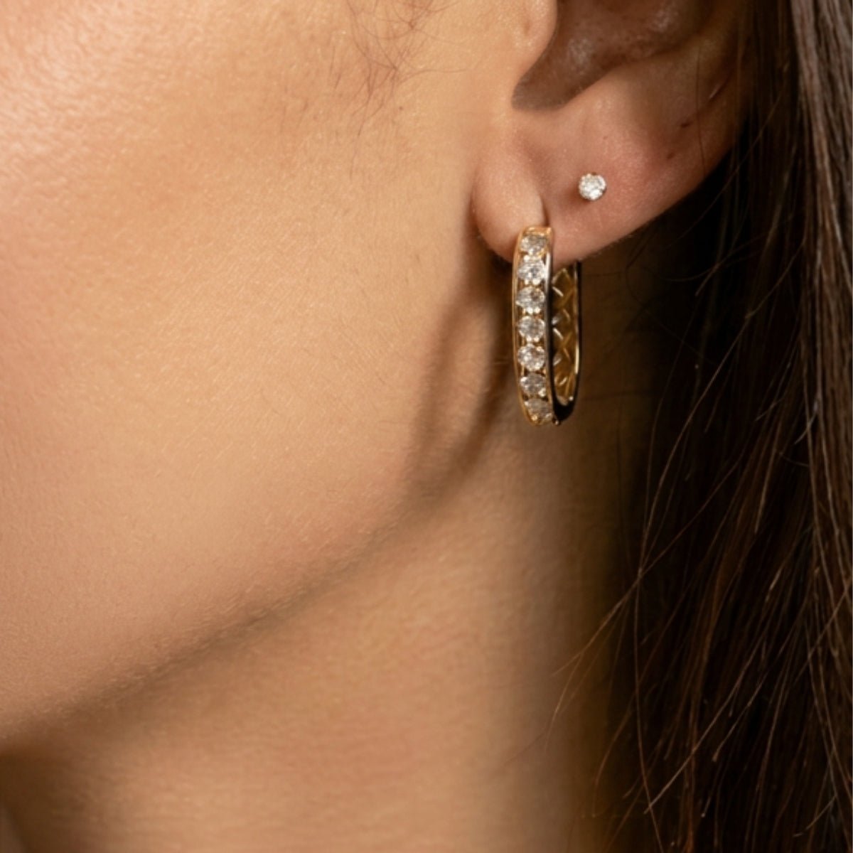 Large Luxe Cubic Zirconia Huggies - Splendid Iris