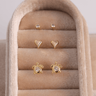 Ocean Love Stud Set | Sparkling Heart, Sea Turtle, and CZ Trio - Splendid Iris