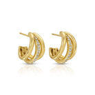 Glistening Triad Hoops with Pavé Accent - Splendid Iris