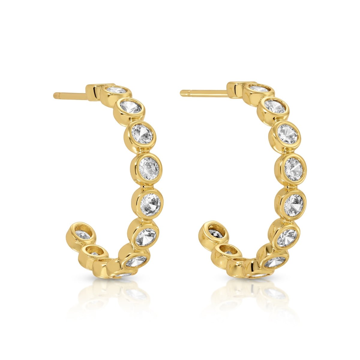 Row of Sparkling CZ Hoop Earrings - Splendid Iris