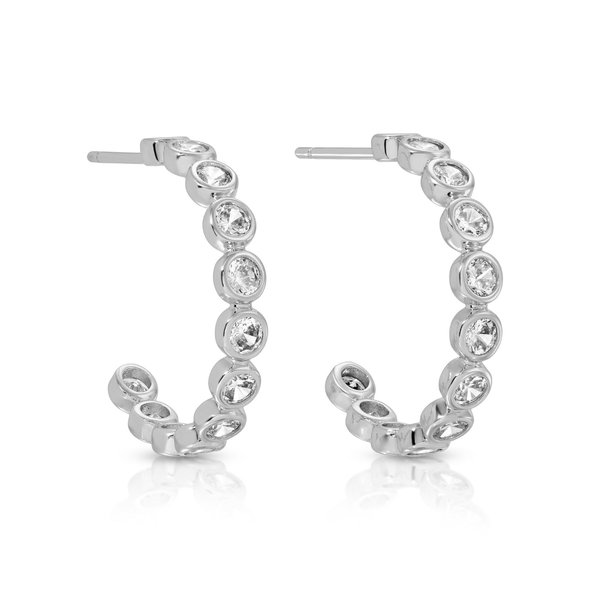 Row of Sparkling CZ Hoop Earrings - Splendid Iris