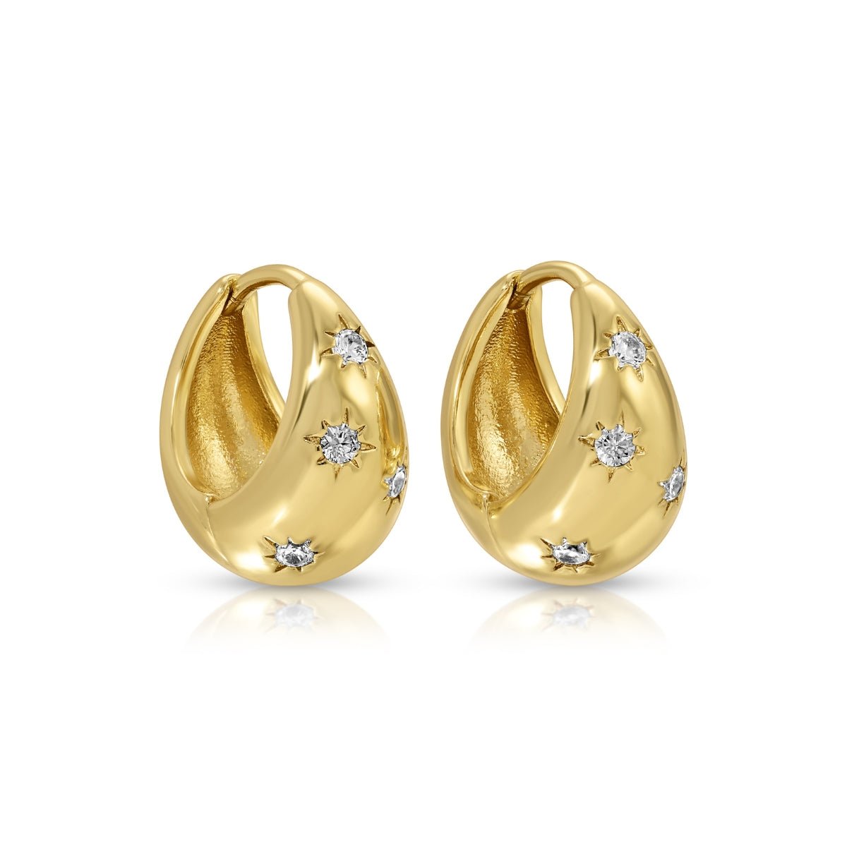 Celestial Starburst Puffed Huggie Hoops - Splendid Iris