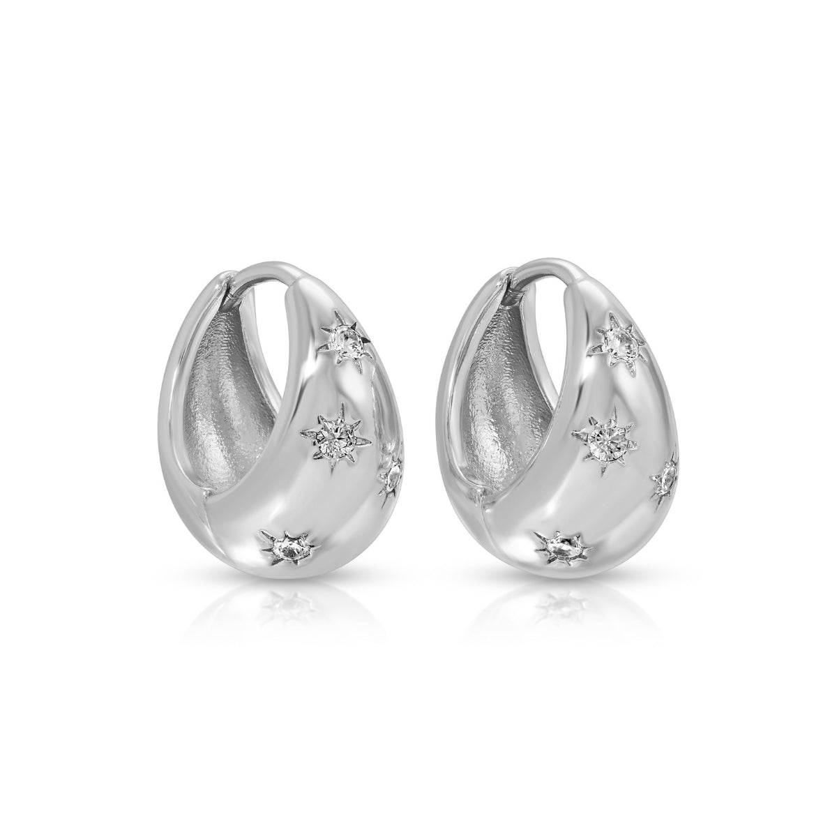 Celestial Starburst Puffed Huggie Hoops - Splendid Iris